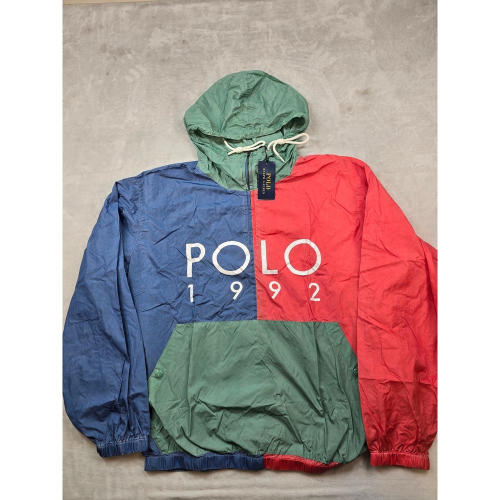 Polo Ralph Lauren Windbreaker Men Medium Colorblock 1992 Stadium Laguna $298 NEW - Picture 2 of 9